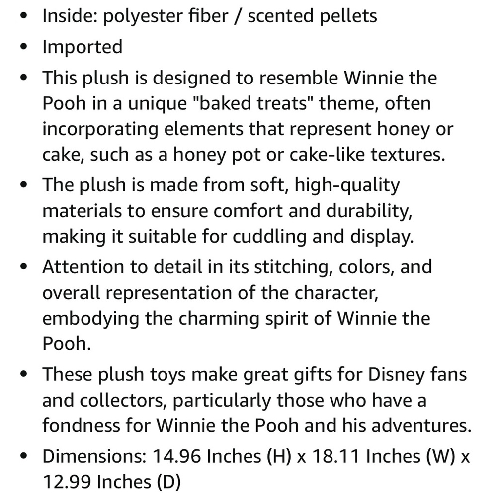 Disney Munchlings Winnie the Pooh Honey Cake Scented Medium Plush 18” - Picture 3 of 4